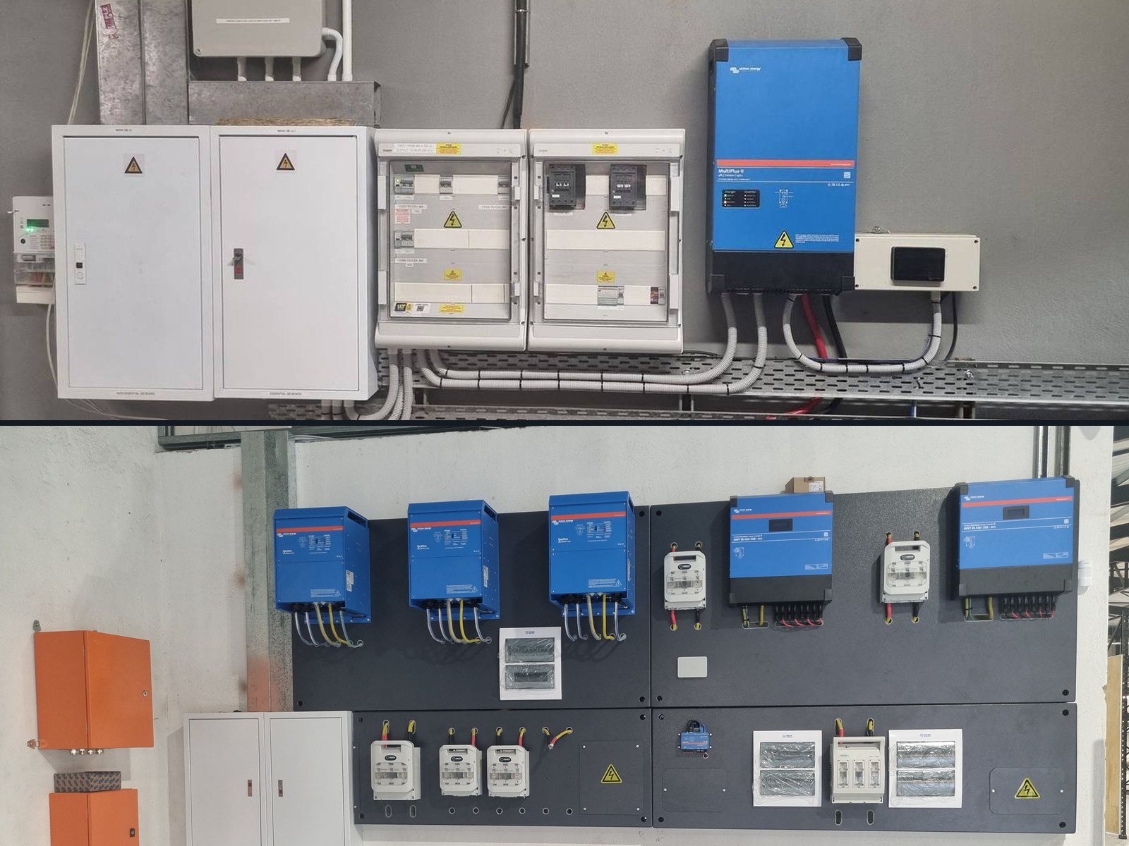 Solar inverter, battery and distribution board installations on two commercial sites